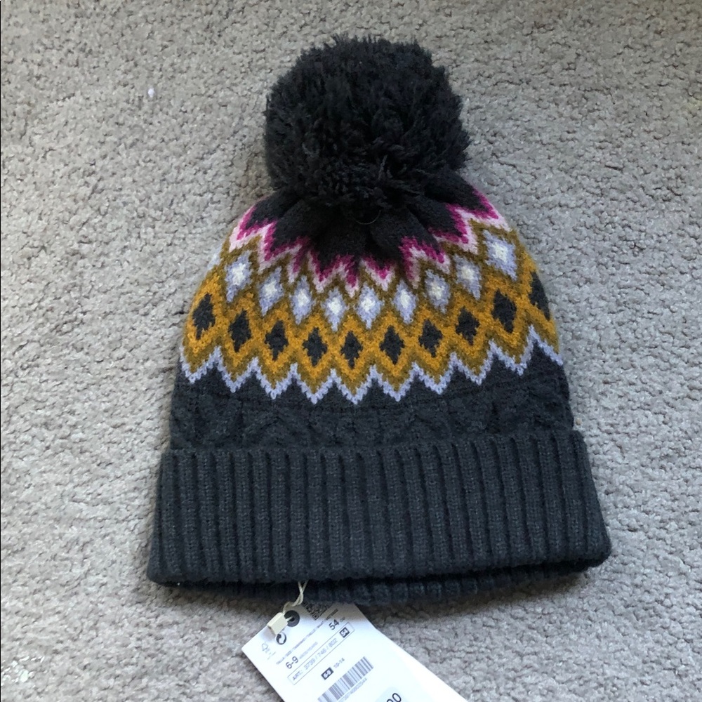 Cozy Knit Pom-Pom Hat for Kids - Black, Pink, and Gold Zara kids